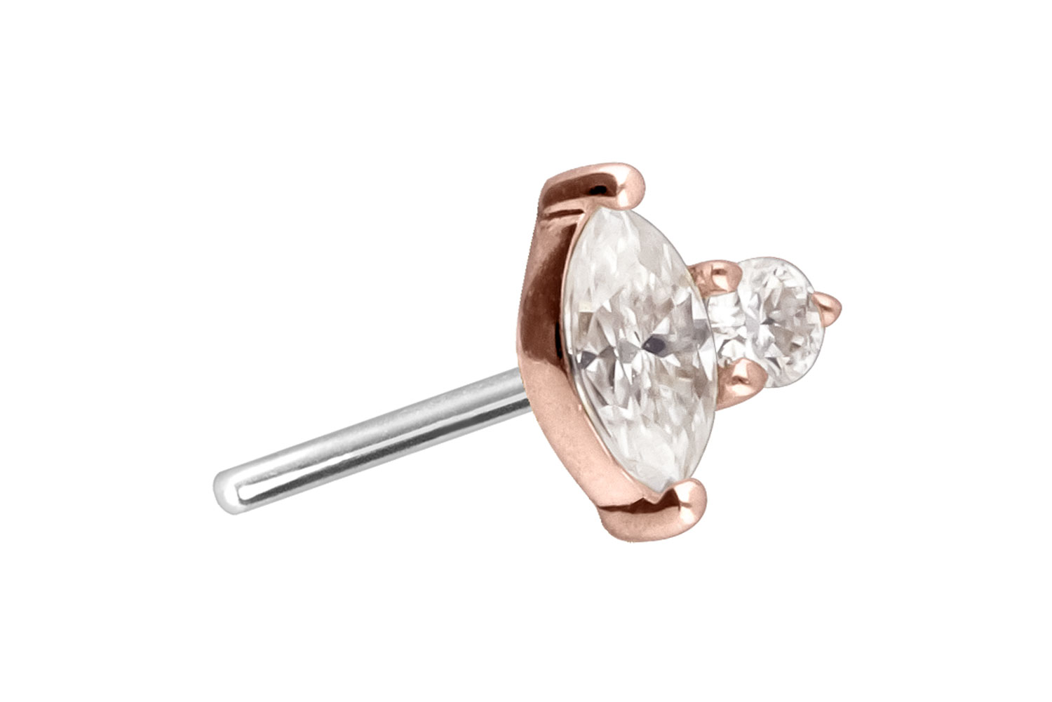 14 Karat Gold Aufsatz mit Titan Push Pin MOISSANIT-DESIGN von Piercingline